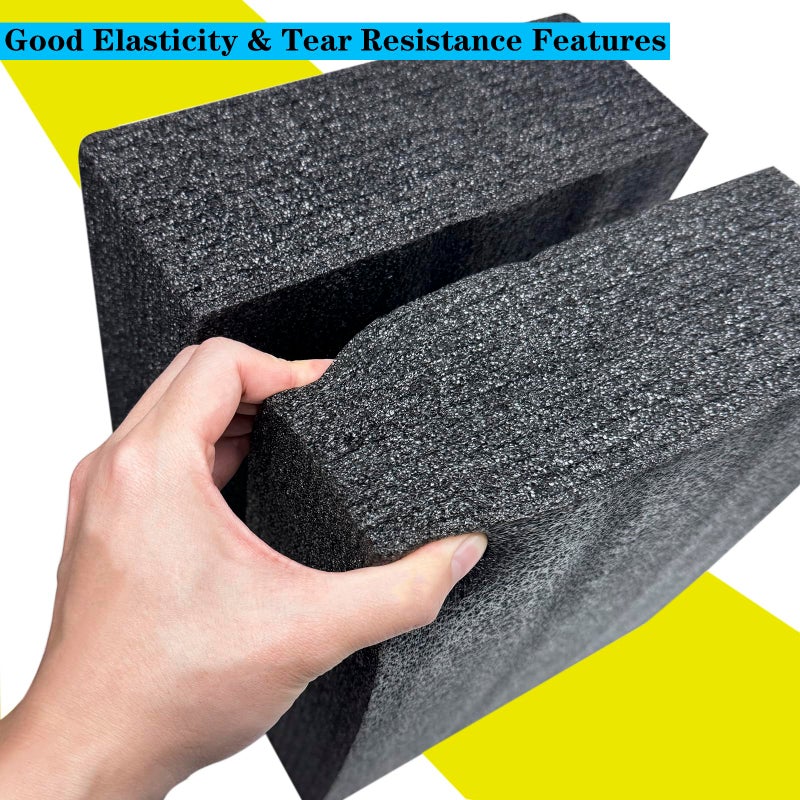 QISF 2PCS Cuttable Polyethylene Foam Block 12x10x3.5Inch Packing Sheet,9CM/3.5In Thick Padding Inserts Foam for DIY Crafts,Cases and Boxes Packing, Black - Image 2
